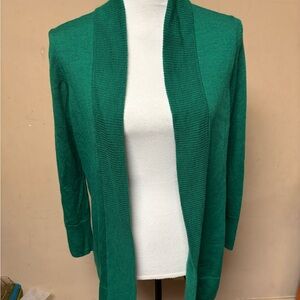 Talbots Emerald Green Open Front Cardigan Pure Merino Wool